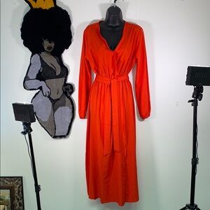 Elegant Red Midi Dress